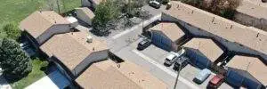 Aerial view of condo roofs with HO6 condo insurance coverage, Elite Roofing & Solar.
