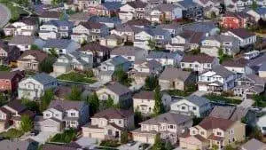 An image of residential houses with a roof permit in denver