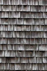 closeup of a wood shake roof surface