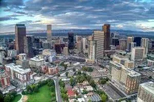view of downtown Denver roofing