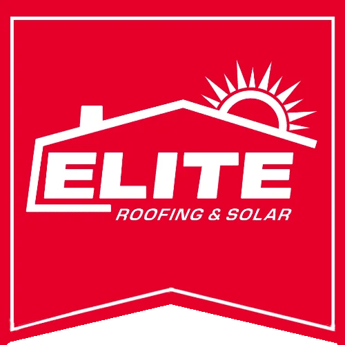 Elite roofing and solar red banner logo